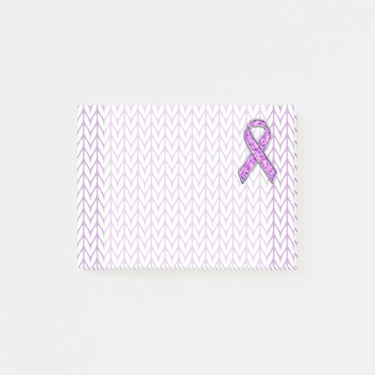 Crystal Rosa Ribbon Awareness Strick Post-it Klebezettel (Vorderseite)