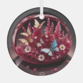 Crystal Ruby Flower Garden Schmetterlinge Ornament Aus Glas (Vorderseite)