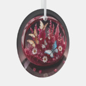 Crystal Ruby Flower Garden Schmetterlinge Ornament Aus Glas (Vorderseite Rechts)