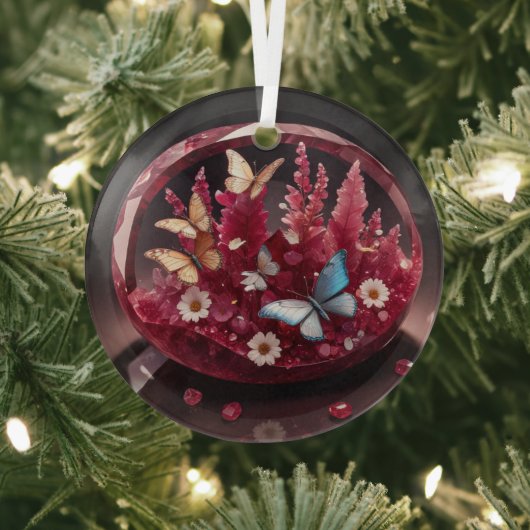 Crystal Ruby Flower Garden Schmetterlinge Ornament Aus Glas (InSitu)