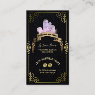 Crystal Shop Black and Gold Business Card Visitenkarte