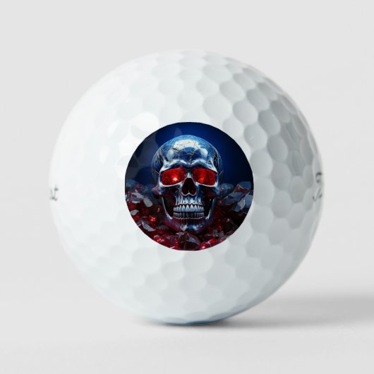 Crystal Skull mit Ruby Red Eyes Golf Balls Golfball (Vorderseite)
