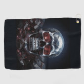 Crystal Skull mit Ruby Red Eyes Golf Handtuch (Horizontal)