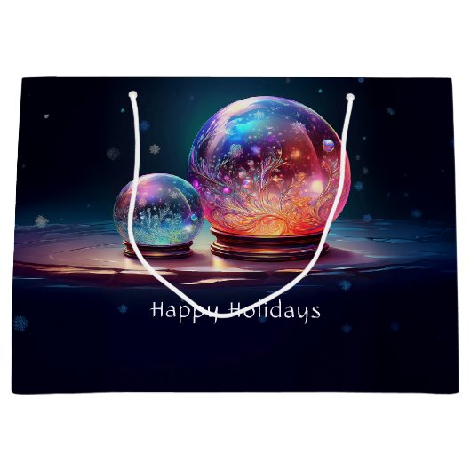Crystal Snowballs Christmas Holiday Gift Bag Große Geschenktüte (Vorderseite)