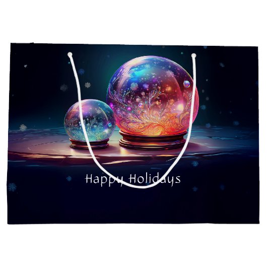 Crystal Snowballs Christmas Holiday Gift Bag Große Geschenktüte (Rückseite)