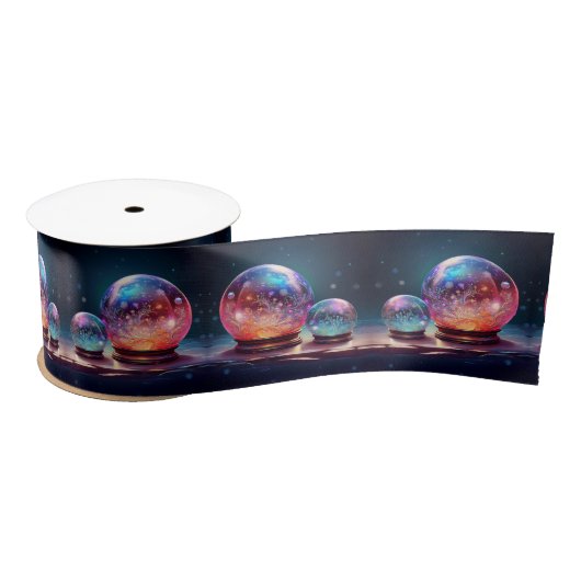 Crystal Snowballs Holiday Satin Ribbon Satinband (Spule)