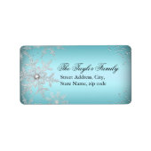 Crystal Snowflake Blue Christmas Address Labels Adressaufkleber (Vorne)