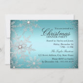Crystal Snowflake Blue Christmas Dinner Party Einladung (Vorderseite)