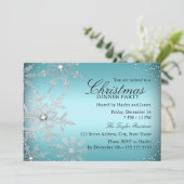 Crystal Snowflake Blue Christmas Dinner Party Einladung (Stehend Vorderseite)