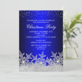 Crystal Snowflake Blue Christmas Party Einladung (Stehend Vorderseite)