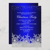 Crystal Snowflake Blue Christmas Party Einladung (Vorne/Hinten)
