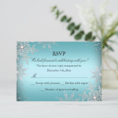 Crystal Snowflake Blue Christmas Party UAWG RSVP Karte (Stehend Vorderseite)