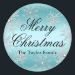 Crystal Snowflake Blue Christmas Sticker<br><div class="desc">Blue Christmas Sticker. Elegante Kristallschneeflocken. Bitte beachten Sie: Alle flachen Bilder!</div>