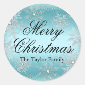 Crystal Snowflake Blue Christmas Sticker (Vorderseite)