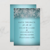 Crystal Snowflake Blue Winter Save the Date (Vorne/Hinten)