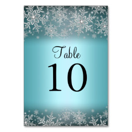 Crystal Snowflake Blue Winter Tischnummer Card