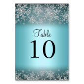Crystal Snowflake Blue Winter Tischnummer Card (Vorderseite)