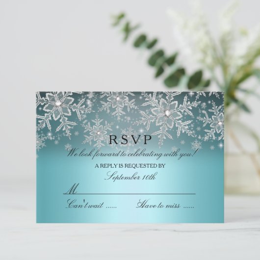 Crystal Snowflake Blue Winter UAWG RSVP Karte (Stehend Vorderseite)