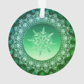 Crystal Snowflake Emerald Green Weihnachten Ornament (Rückseite)
