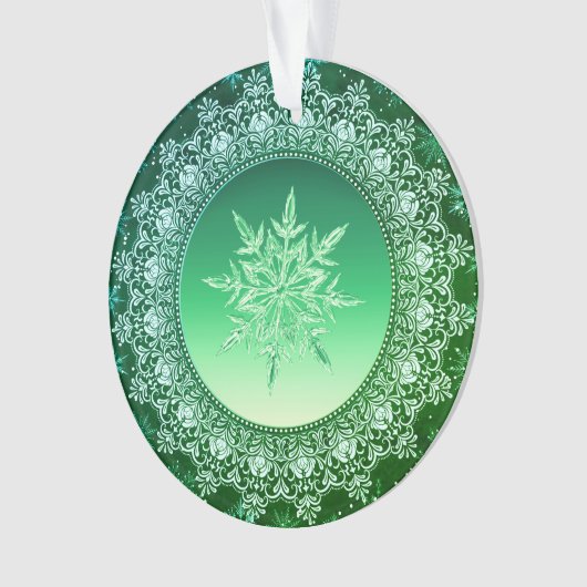 Crystal Snowflake Emerald Green Weihnachten Ornament (Vorderseite)