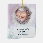 Crystal Snowflake First Christmas Baby Foto Keramikornament (Rechts)
