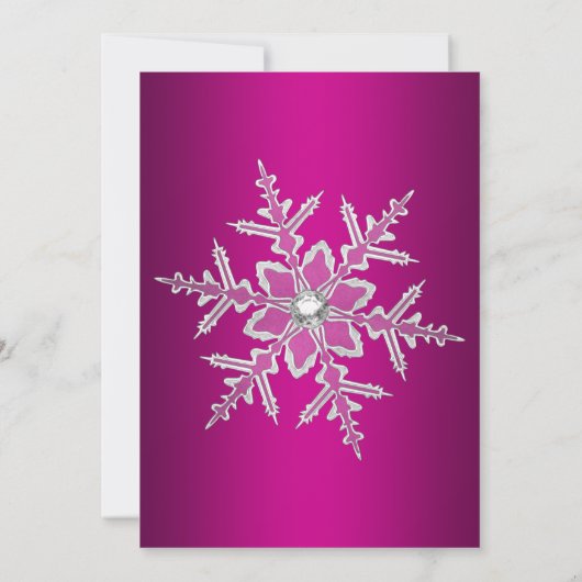 Crystal Snowflake Hot Pink Weihnachts-Party laden  Einladung (Rückseite)