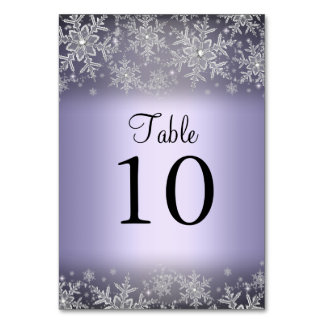 Crystal Snowflake Lila Winter Tischnummer Card