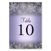 Crystal Snowflake Lila Winter Tischnummer Card (Vorderseite)