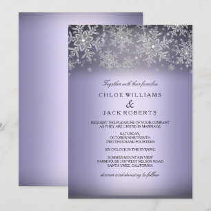 Crystal Snowflake Lila Winterhochzeit Einladung