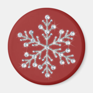 Crystal Snowflake Magnet (rot)