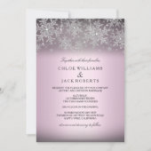 Crystal Snowflake Pink Winter Wedding Einladung (Vorderseite)