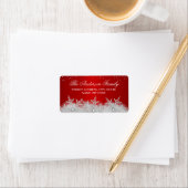 Crystal Snowflake Red Christmas Address Labels Adressaufkleber (Insitu)