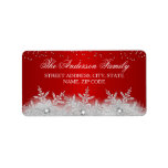 Crystal Snowflake Red Christmas Address Labels Adressaufkleber<br><div class="desc">Weihnachts-Weihnachtsadresse Labels. Elegante funkelnde Kristallschneeflocken. Bitte beachten Sie: Alle flachen Bilder!</div>