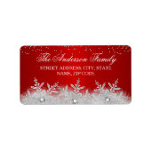 Crystal Snowflake Red Christmas Address Labels Adressaufkleber (Vorne)