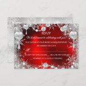 Crystal Snowflake Red Christmas Holiday UAWG RSVP Karte (Vorne/Hinten)