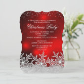 Crystal Snowflake Red Christmas Party Einladung (Stehend Vorderseite)
