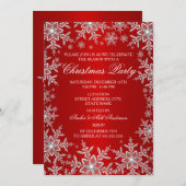 Crystal Snowflake Red Christmas Party Einladung (Vorne/Hinten)