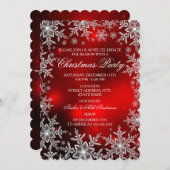 Crystal Snowflake Red Christmas Party Scall Einladung (Vorne/Hinten)