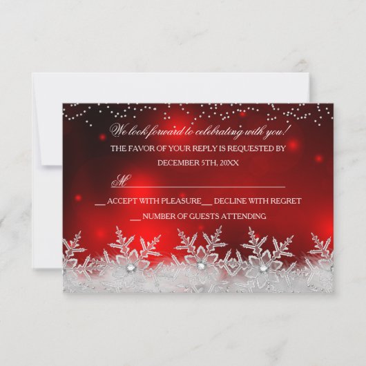 Crystal Snowflake Red Christmas Party UAWG RSVP Karte (Vorderseite)