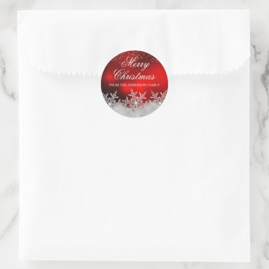 Crystal Snowflake Red Christmas Sticker (Tasche)