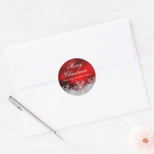 Crystal Snowflake Red Christmas Sticker (Umschlag)
