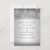 Crystal Snowflake Silver Winter Save the Date (Vorderseite)