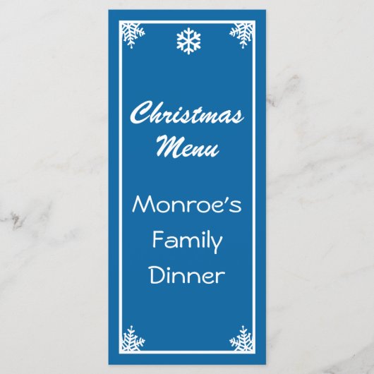 Crystal Snowflake Weihnachtsmenü Menükarte (Vorderseite)