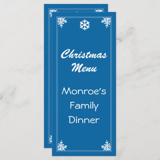 Crystal Snowflake Weihnachtsmenü Menükarte (Vorne/Hinten)