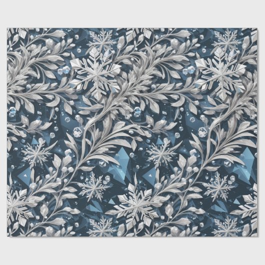 Crystal Snowflake Wrapping Paper Geschenkpapier (Flach)