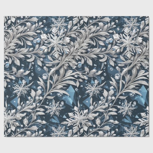 Crystal Snowflake Wrapping Paper Geschenkpapier (Saum)