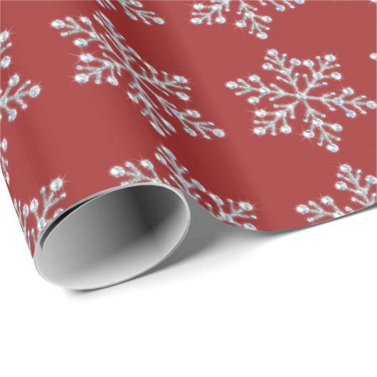 Crystal Snowflake Wrapping Paper - rot Geschenkpapier (Rolleneckpunkt)