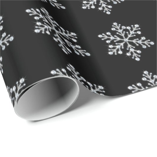 Crystal Snowflake Wrapping Paper - schwarz Geschenkpapier (Rolleneckpunkt)
