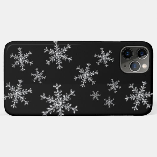 Crystal Snowflakes Black iPhone Case (Rückseite (Horizontal))