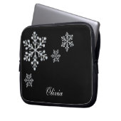 Crystal Snowflakes Black Laptop Sleeve (Vorderseite Links)